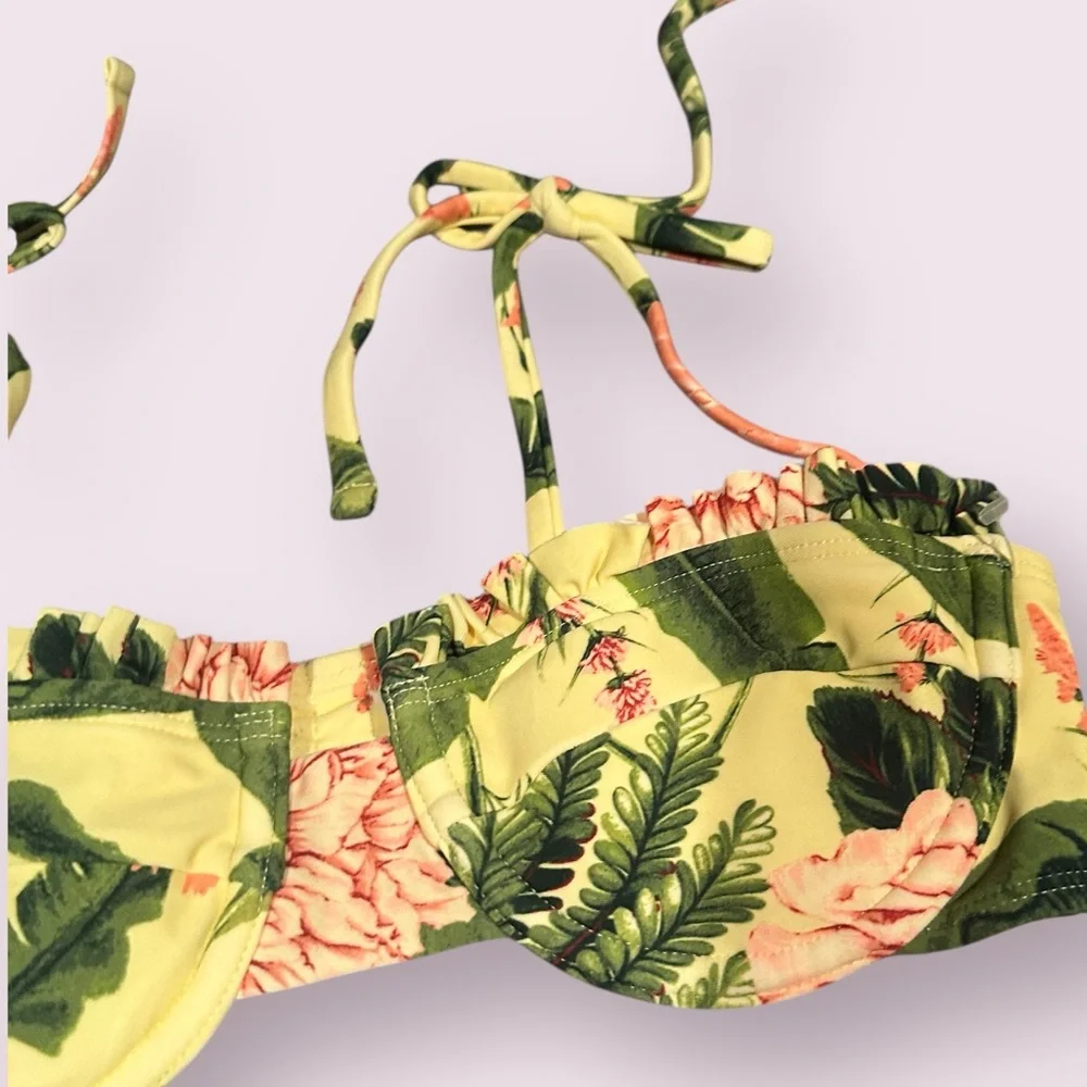 Women's Target Aguabendita Tropical  Floral Yellow Bikini Set Size XXS - Picture 5 of 12